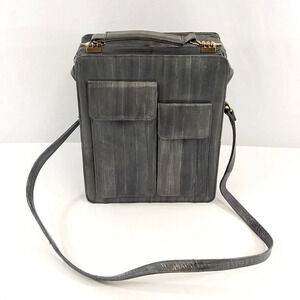 Leather of  the Sea Gray Square Structured Purse